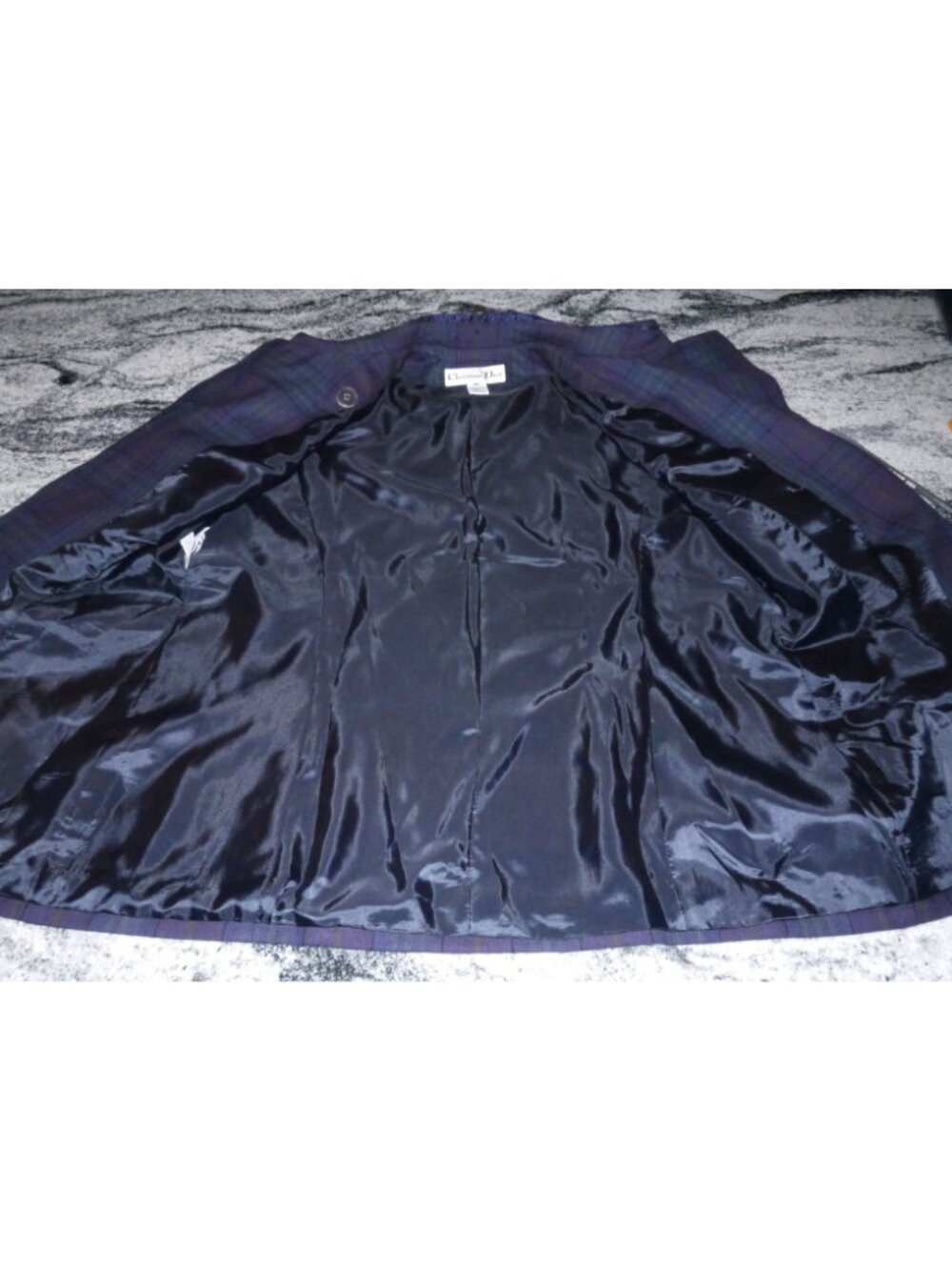 Christian Dior purple plaid wool suit jacket & pencil skirt Women's size 16 - Picture 4 of 10